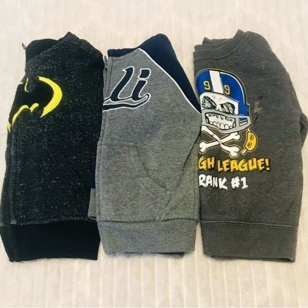 Lot Toddler Boys Zip Up Hoodie Sweatshirts Batman Football Cali Size 18 Months
